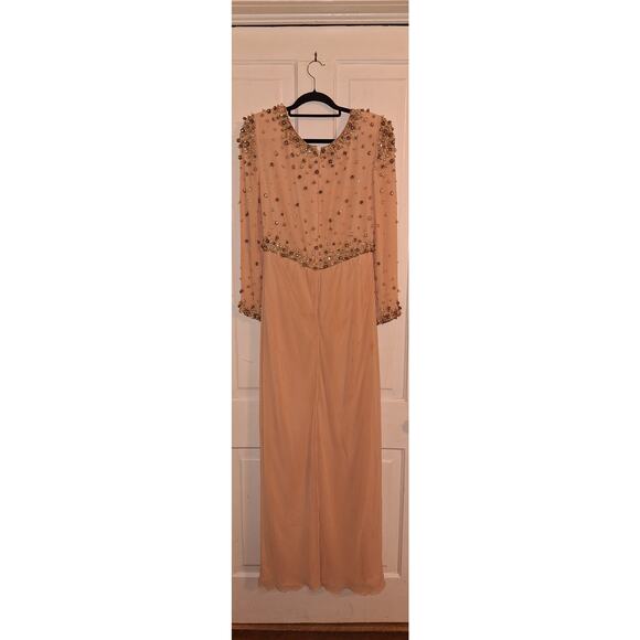 Vintage Victoria Royal Size 12 Beads and Pearl Evening Gown Formal Elegant - Picture 2 of 16